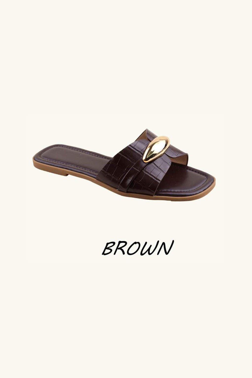 Slip‑On Flat Gold Detail Sandal Sliders – Wholesale Bulk Pack 12 Pairs