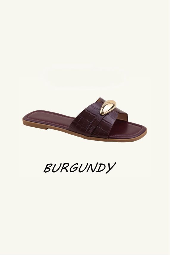 Slip‑On Flat Gold Detail Sandal Sliders – Wholesale Bulk Pack 12 Pairs