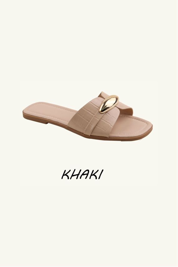 Slip‑On Flat Gold Detail Sandal Sliders – Wholesale Bulk Pack 12 Pairs