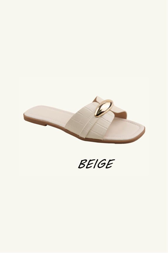 Slip‑On Flat Gold Detail Sandal Sliders – Wholesale Bulk Pack 12 Pairs