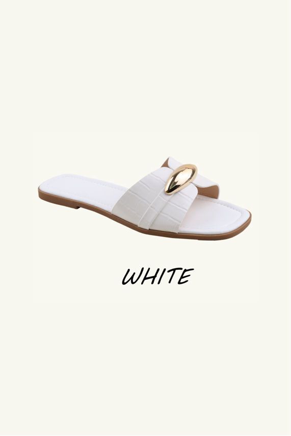 Slip‑On Flat Gold Detail Sandal Sliders – Wholesale Bulk Pack 12 Pairs
