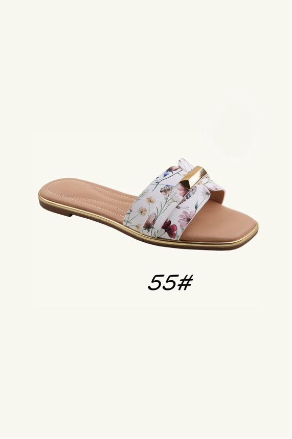 Women's Fashion Slip‑On Flat Gold Detail Sliders – Wholesale Bulk Pack (12 Pairs)