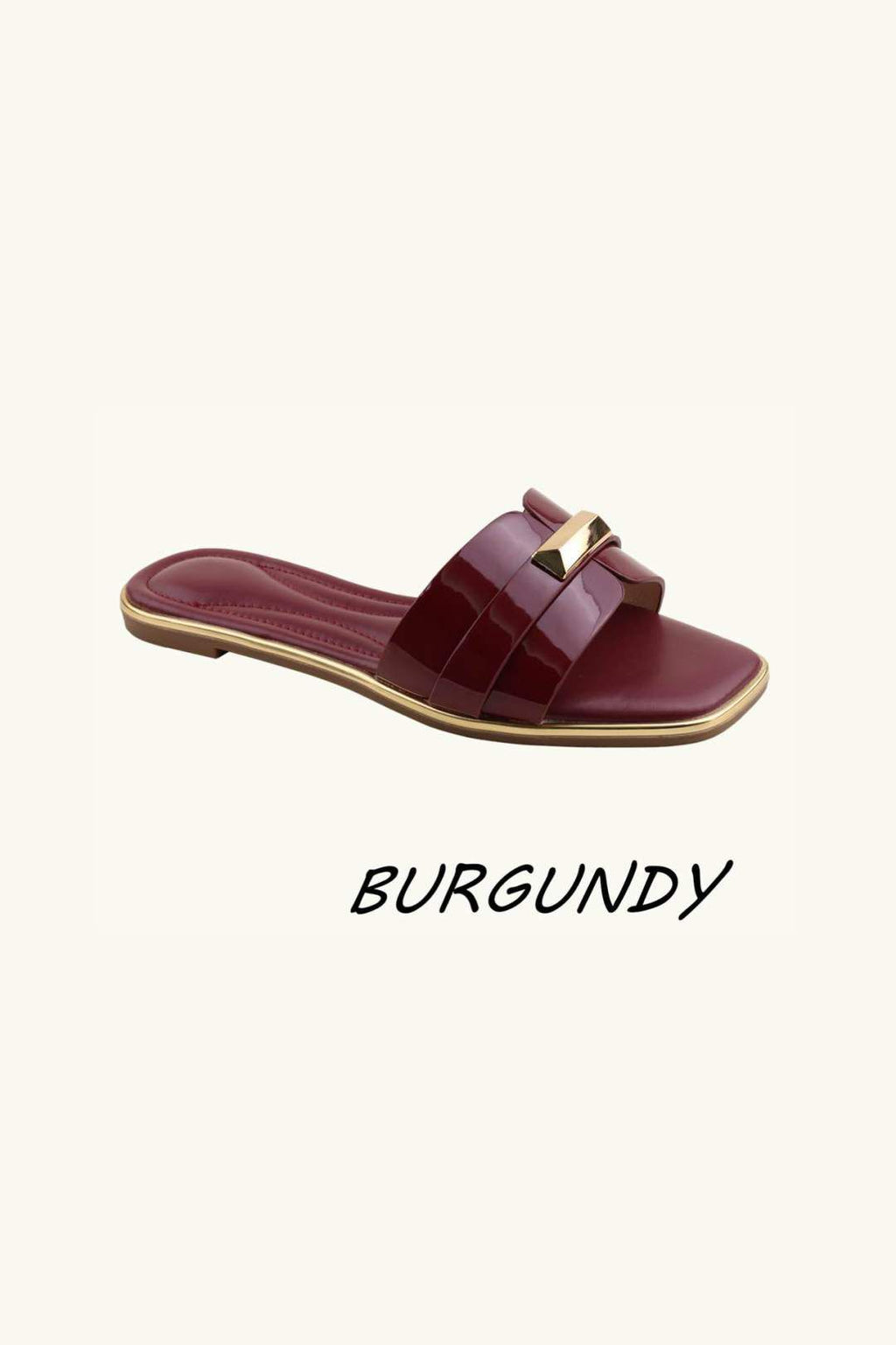 Women's Fashion Slip‑On Flat Gold Detail Sliders – Wholesale Bulk Pack (12 Pairs)