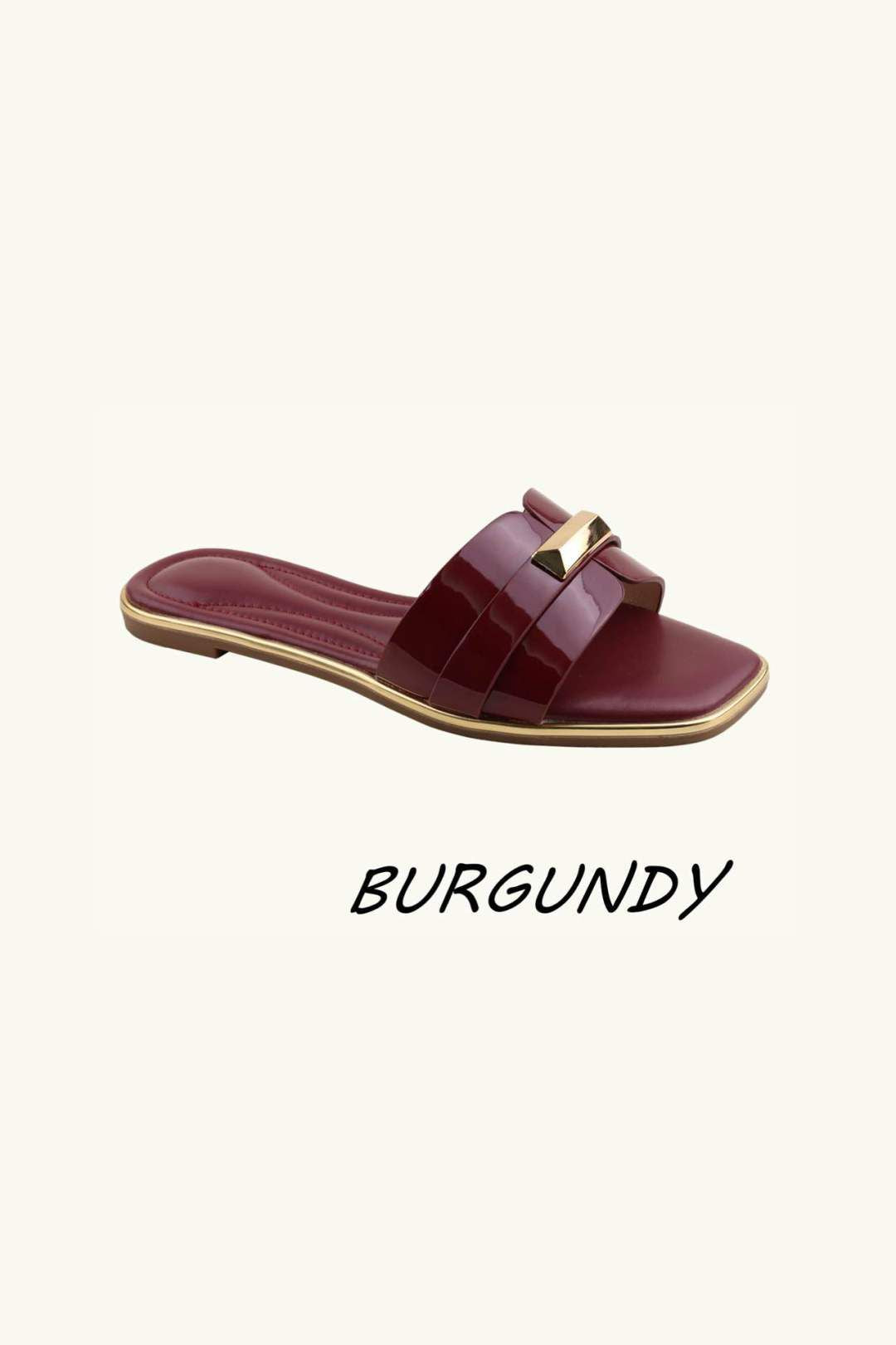 Women's Fashion Slip‑On Flat Gold Detail Sliders – Wholesale Bulk Pack (12 Pairs)