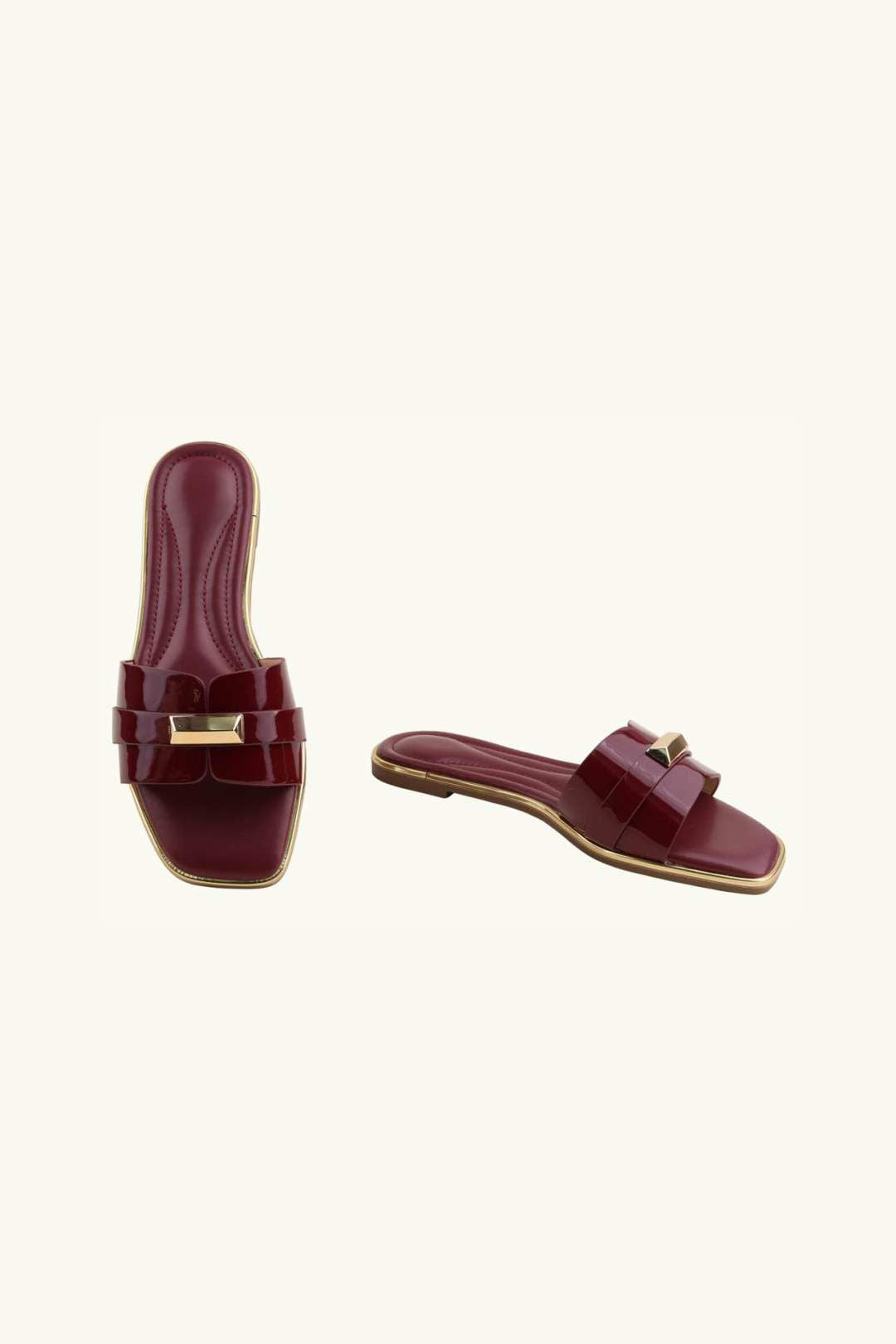Women's Fashion Slip‑On Flat Gold Detail Sliders – Wholesale Bulk Pack (12 Pairs)