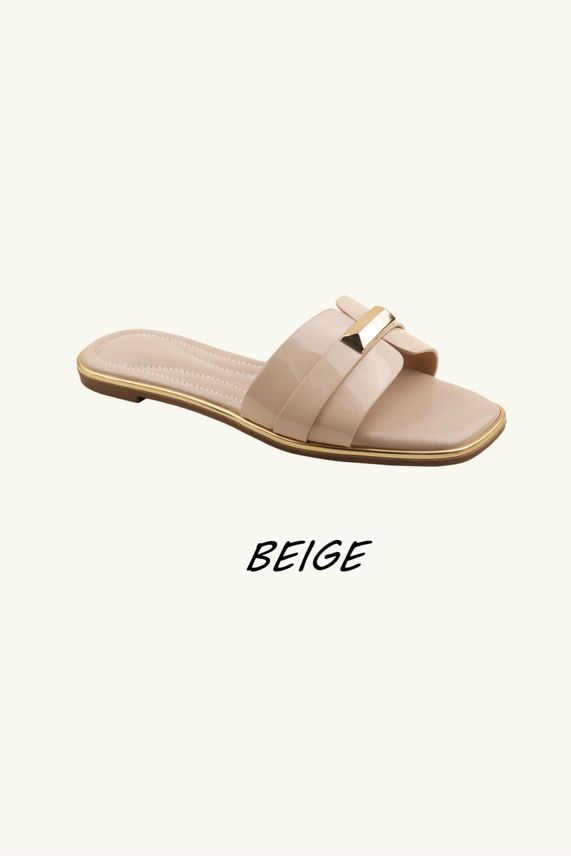 Women's Fashion Slip‑On Flat Gold Detail Sliders – Wholesale Bulk Pack (12 Pairs)