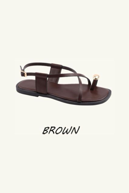 Strappy Flat Gold Detail Toe Ring Sandals– Wholesale Bulk Pack 12 Pairs