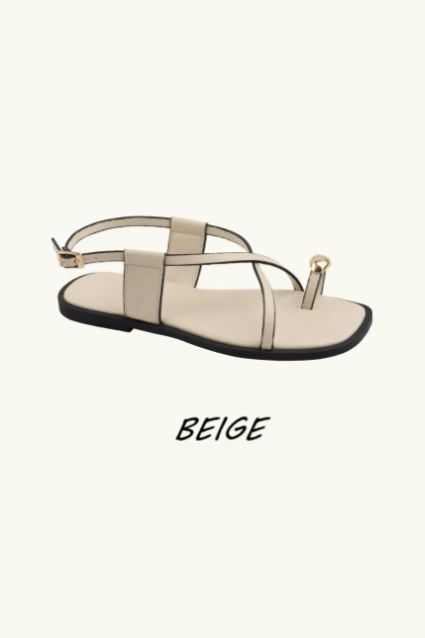 Strappy Flat Gold Detail Toe Ring Sandals– Wholesale Bulk Pack 12 Pairs