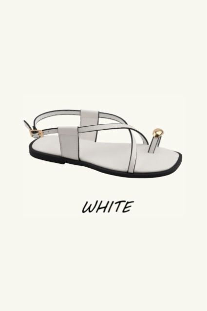 Strappy Flat Gold Detail Toe Ring Sandals– Wholesale Bulk Pack 12 Pairs