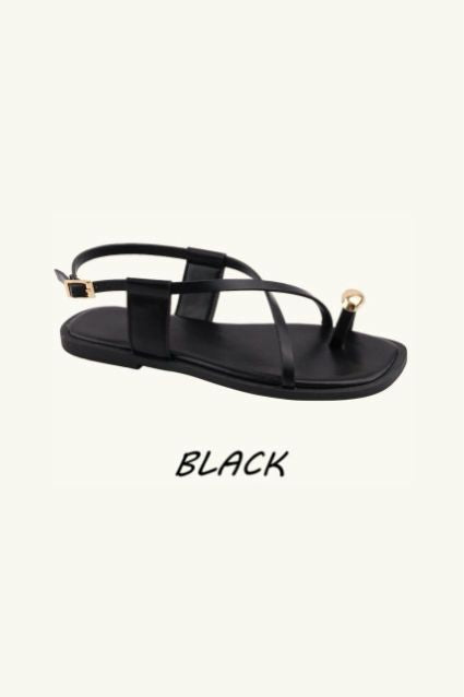 Strappy Flat Gold Detail Toe Ring Sandals– Wholesale Bulk Pack 12 Pairs
