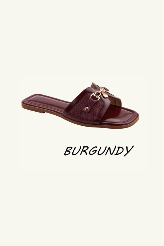 Slip‑On Flat Gold Buckle Detail Sandal Sliders – Wholesale Bulk Pack 12 Pairs