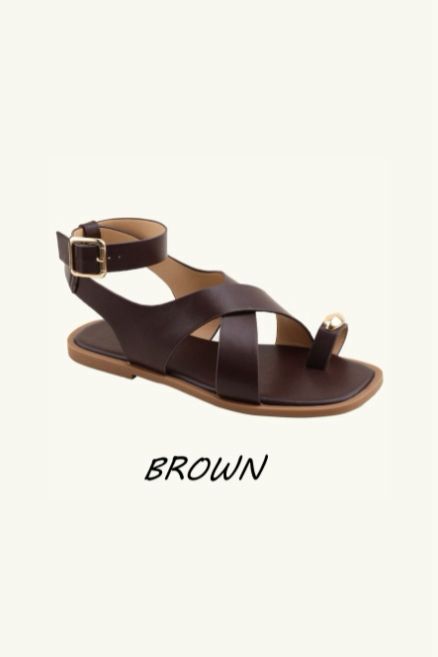 Ankle Strap Flat Gold Detail Toe Ring Sandals– Wholesale Bulk Pack 12 Pairs