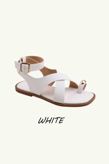 Ankle Strap Flat Gold Detail Toe Ring Sandals– Wholesale Bulk Pack 12 Pairs