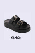 Slip‑On Chunky Double Buckle Sliders– Wholesale Bulk Pack (12 Pairs)