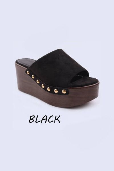 Medium High Slip on Mule Wedge Heels– Wholesale Bulk Pack 12 Pairs
