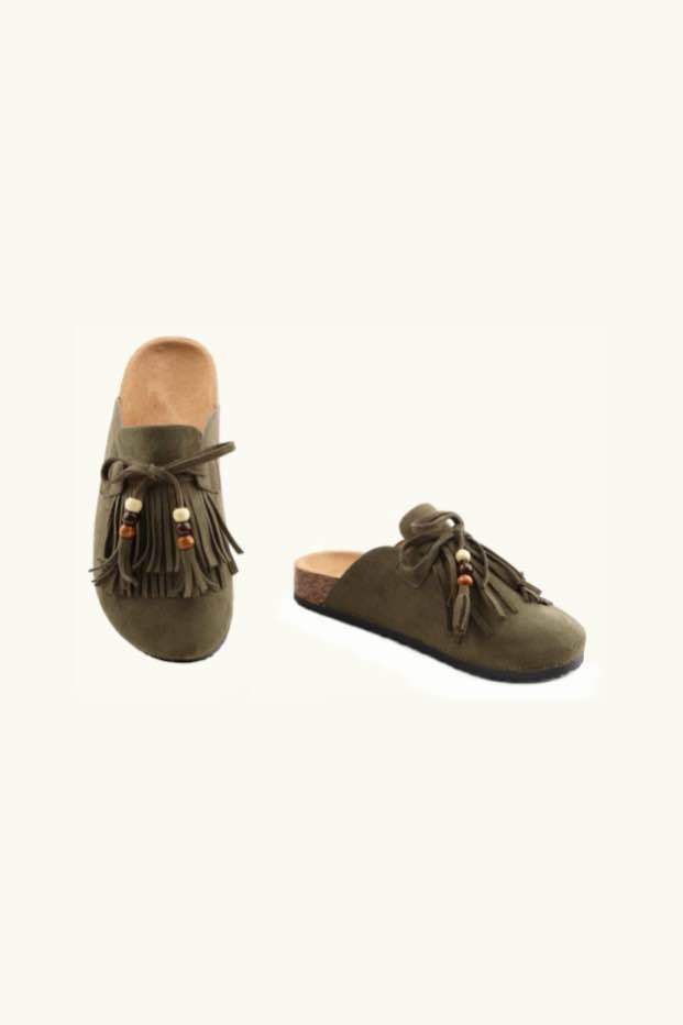 Slip‑On Chunky Tassle Mule Sliders– Wholesale Bulk Pack (12 Pairs)